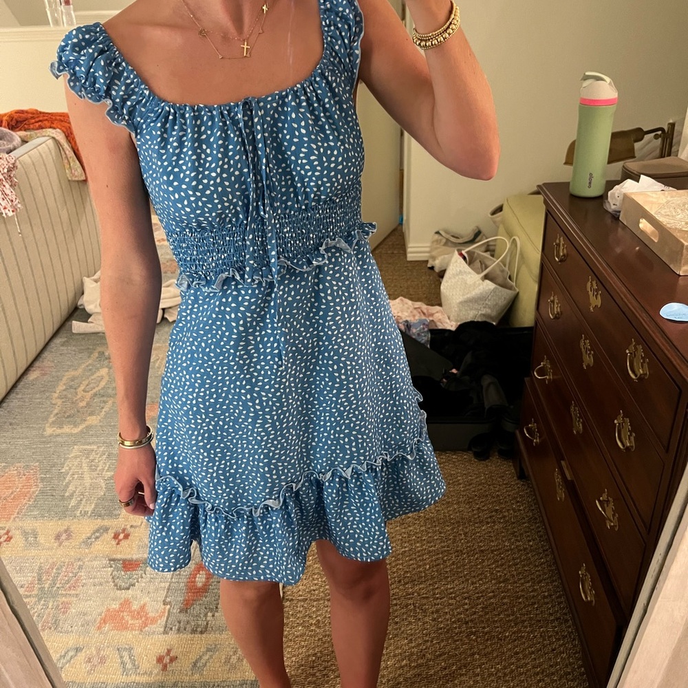 Kourt Blue and White Mini Dress